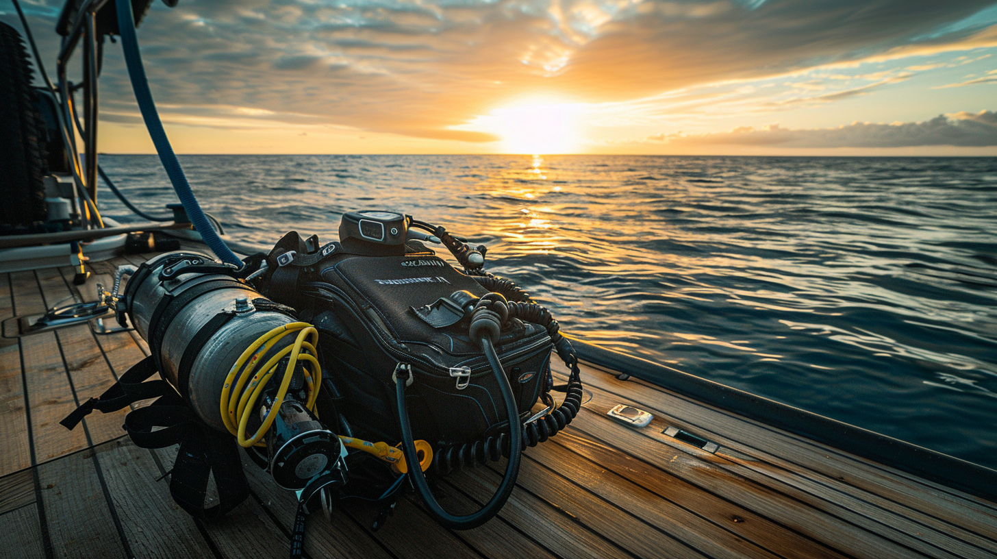 Diver adjusting trim weights on a backplate and wing system
