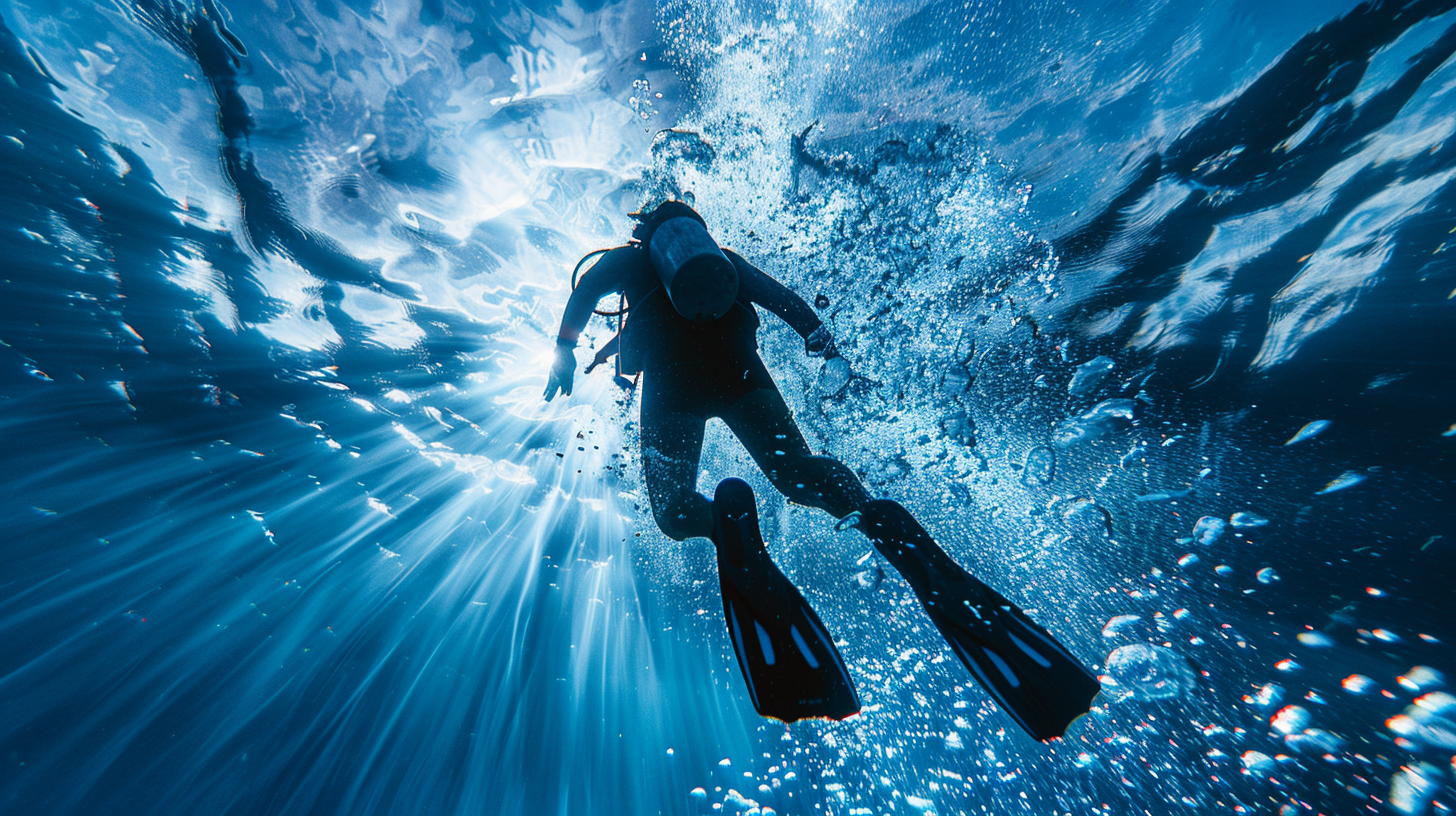 Split fin showing the propeller-like action during a kick cycle