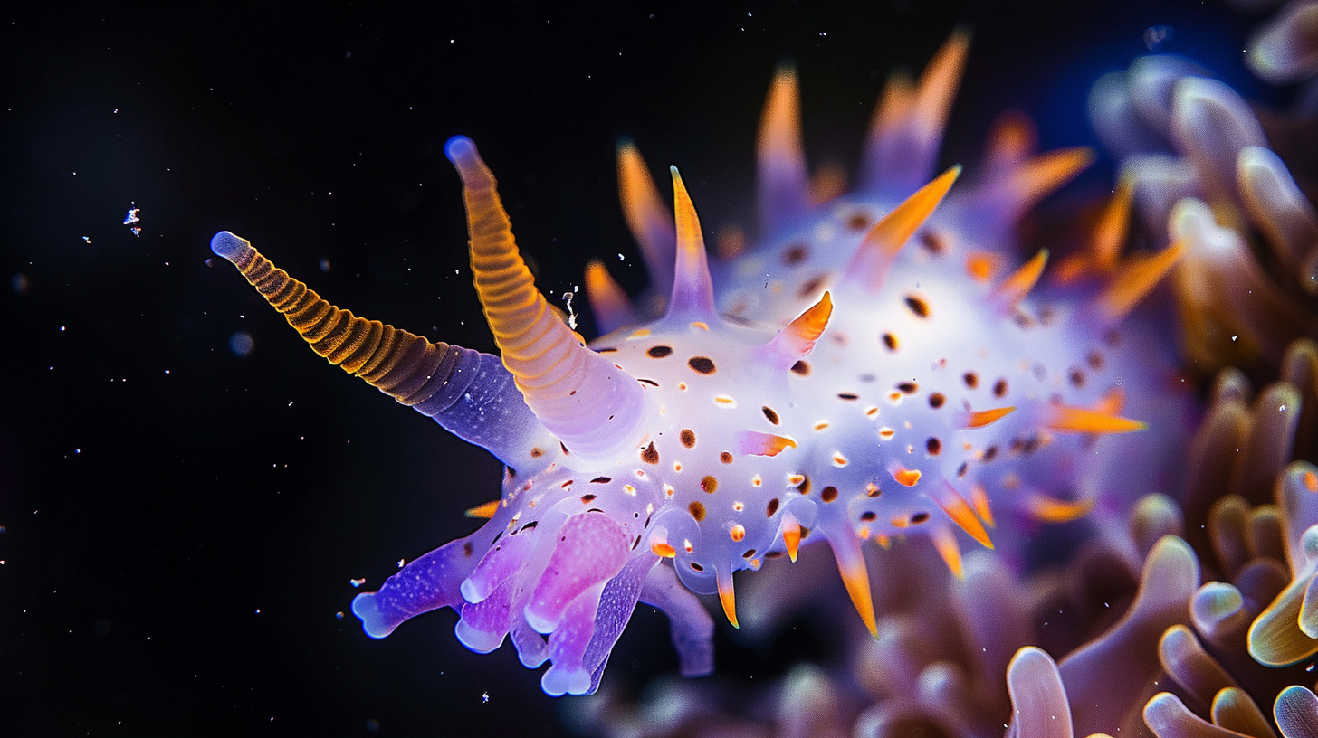 Macro underwater photo of a nudibranch with sharp detail